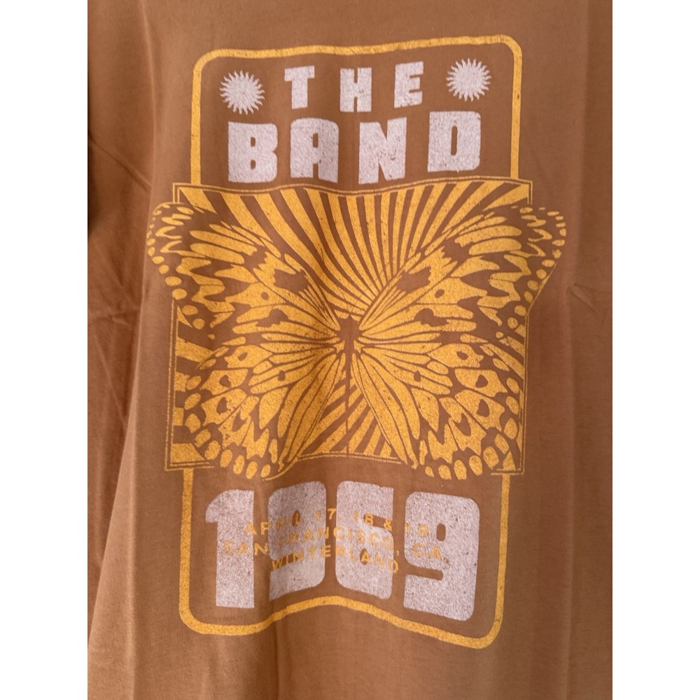 Midnight Rider The Band Butterfly T-Shirt Long Sleeve Mock Neck Orange Womens M - Picture 5 of 5